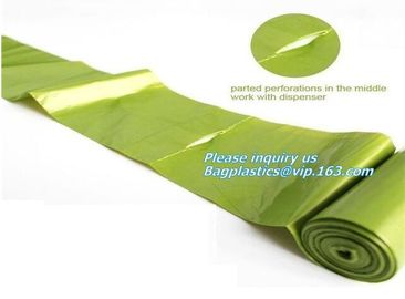 Disposable PE gloves Dog poop picker bags plastic cleaning gloves, bags on roll with dispenser and leash clip supplier