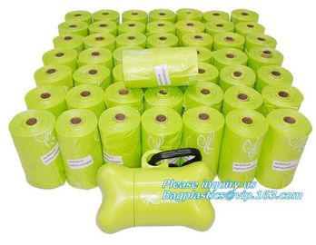 Disposable PE gloves Dog poop picker bags plastic cleaning gloves, bags on roll with dispenser and leash clip supplier