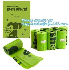 Disposable PE gloves Dog poop picker bags plastic cleaning gloves, bags on roll with dispenser and leash clip supplier