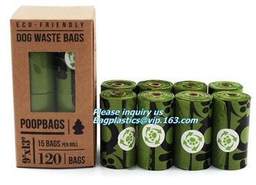 Cornstarch 100% compostable biodegradable dog poop bags, Dispenser with recycle waste bag/compostable dog waste bags supplier