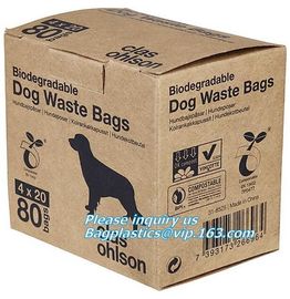 Cornstarch 100% compostable biodegradable dog poop bags, Dispenser with recycle waste bag/compostable dog waste bags supplier