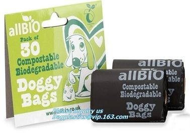 4 rolls white plastic compostable doggie poop bag, 240 bags Tie top handle Cornstarch Earth Friendly Cornstarch composta supplier