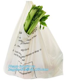 100%Biodegradable and Compostable T-shirt Bags/vest carrier PE plastic bag, vest carrier plastic T-shirt shopping bag supplier