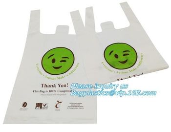 Vest Carrier Plastic Biodegradable Shopping Bag with EN13432 Certificated, Vest Carrier Plastic Shopping Bags supplier