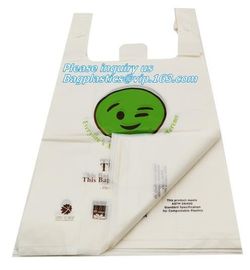 Biodegradable Plastic T Shirt Food Bag Compostable Vest Carrier Shopping Bag, compost home ASTM D6400 biodegradable tran supplier