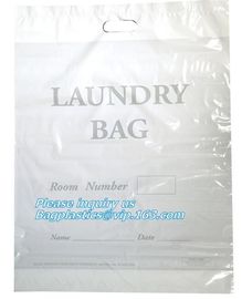 dry cleaning laundry wash bag with die cut handle, Biodegradable Compostable Hotel Plastic Laundry Bag, laundry bag eco- supplier