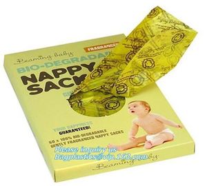 Nappy bags in compostable/biodegradable material, pack of 30pcs in rolls, Eco-Friendly Scented Baby sacks tie handle dis supplier