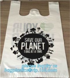 China manufacturer 100% biodegradable singlet bags with EN13432 BPI OK compost home ASTM D6400 certificates, BIO, ECO supplier