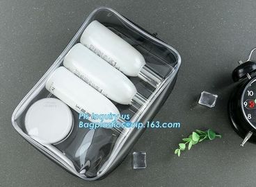 clear hanging toiletry bag pvc cosmetic bag, promotional plastic pvc clear transparent cosmetic bag, top zipper soft tra supplier