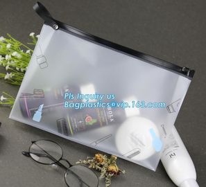 Eva Clear Vinyl Cosmetic Bag Slider Zipper Pencil Bag, Promotional Transparent Cosmetic PVC Bag Slider Zip Bags Clear Tr supplier