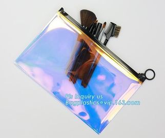 Eva Clear Vinyl Cosmetic Bag Slider Zipper Pencil Bag, Promotional Transparent Cosmetic PVC Bag Slider Zip Bags Clear Tr supplier