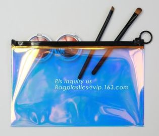 Transparent PVC zipper slider travel cosmetic bag, commodity package bag, Cosmetic Packing Soft Customized PVC Slider Ba supplier