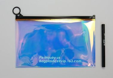 Transparent PVC zipper slider travel cosmetic bag, commodity package bag, Cosmetic Packing Soft Customized PVC Slider Ba supplier