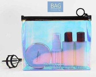 Transparent PVC zipper slider travel cosmetic bag, commodity package bag, Cosmetic Packing Soft Customized PVC Slider Ba supplier