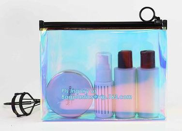 Transparent PVC zipper slider travel cosmetic bag, commodity package bag, Cosmetic Packing Soft Customized PVC Slider Ba supplier