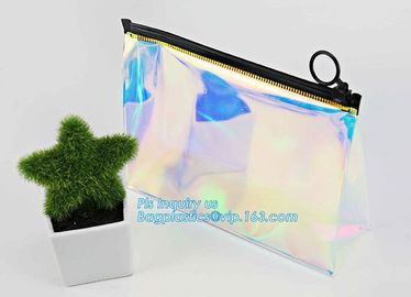 pencil case zipper slider travel cosmet bag, slider zipper clear transparent pvc packaging cosmetic bag, slider lock zip supplier