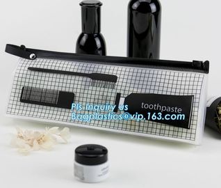 pencil case zipper slider travel cosmet bag, slider zipper clear transparent pvc packaging cosmetic bag, slider lock zip supplier