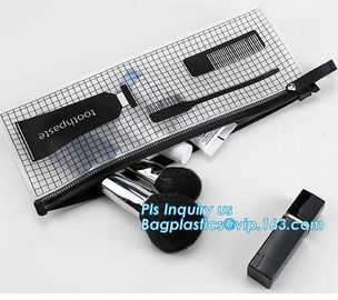 pencil case zipper slider travel cosmet bag, slider zipper clear transparent pvc packaging cosmetic bag, slider lock zip supplier