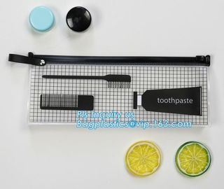 pencil case zipper slider travel cosmet bag, slider zipper clear transparent pvc packaging cosmetic bag, slider lock zip supplier