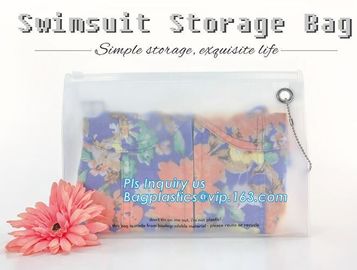 Portable Clear PVC Slider Zipper Cosmetic Makeup Bag, Water proof slider pvc toiletry bag vinyl beachwear cosmetic bag supplier