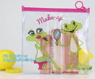 plastic bag with zip lock for cosmetic, slide lock poly bag, standing up zip customized color pvc bag for cosmetics supplier