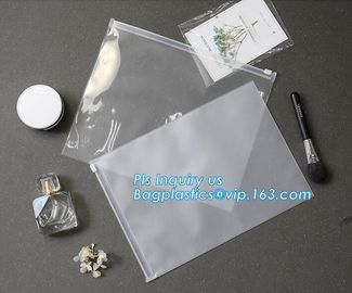 plastic bag with zip lock for cosmetic, slide lock poly bag, standing up zip customized color pvc bag for cosmetics supplier