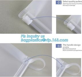 frosted zipper lock slider packing bag, cosmetic tool packaging sliding zipper bags, waterproof pe k slider bags supplier