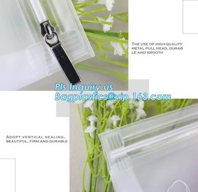 With hanging ring pvc slider bag zippered cosmetic bag, water proof cosmetic vinyl PVC/EVA slider zipper plastic bags supplier