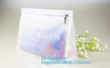 With hanging ring pvc slider bag zippered cosmetic bag, water proof cosmetic vinyl PVC/EVA slider zipper plastic bags supplier