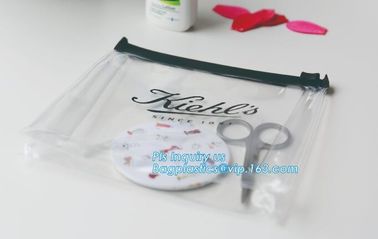 With hanging ring pvc slider bag zippered cosmetic bag, water proof cosmetic vinyl PVC/EVA slider zipper plastic bags supplier