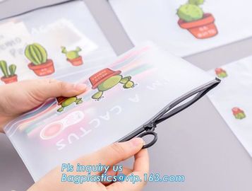 Pouch Bags With Zip,Plastic Zip Resealable Pouch, side gusset bag with top handle and slider zipper, EVA Cosmetic Bag wi supplier