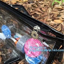 makeup cosmetic bag beauty flat pouch, bag clear vinyl pvc packaging bag with slider zipper, vinyl slider zipper bag,zip supplier