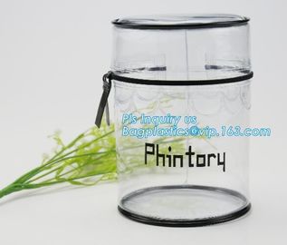 ZIPPERED BAGS, makeup cosmetic bag, travel BAG, Cosmetic Swimwear Sand beach Clear Cylinder PVC Bag For Women Makeup Tr supplier