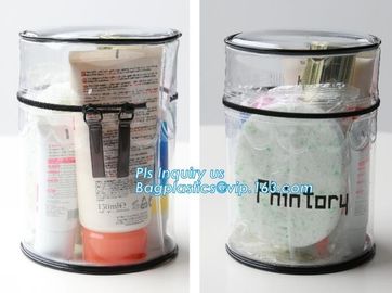 ZIPPERED BAGS, makeup cosmetic bag, travel BAG, Cosmetic Swimwear Sand beach Clear Cylinder PVC Bag For Women Makeup Tr supplier