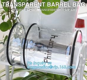 ZIP BARREL BAG, Cosmetic bag PVC in cylinder shape, Cylinder Round Folable See-through Travel PVC Makeup Case, cylinder supplier