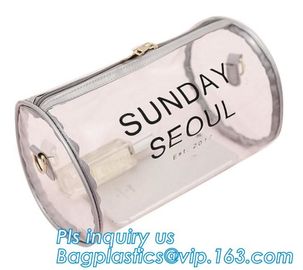 Stationery School PVC Pencil Bag, Barrel shaped travel cosmetic bag clear toiletry bag transparent pvc cosmetic bag for supplier