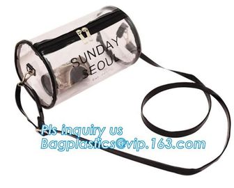 Stationery School PVC Pencil Bag, Barrel shaped travel cosmetic bag clear toiletry bag transparent pvc cosmetic bag for supplier