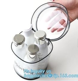 Barrel shape bag with bones with handle politzer bag, pvc toy package clear pvc barrel bag, zip barrel cosmetic box bag supplier
