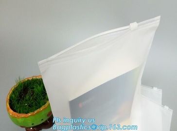 reclosable packaging slider zipper bags, Side gusset handle slider zipper, slider zipper frosted PVC document bag, zip supplier