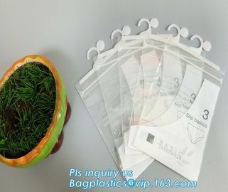 Transparent bottom gusset slider k pvc zipper bags with holding loop, slider biodegradable zipper bag, slider zip supplier