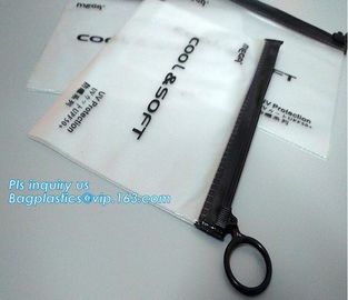 Transparent bottom gusset slider k pvc zipper bags with holding loop, slider biodegradable zipper bag, slider zip supplier