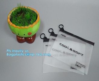 Transparent bottom gusset slider k pvc zipper bags with holding loop, slider biodegradable zipper bag, slider zip supplier