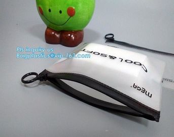 Transparent bottom gusset slider k pvc zipper bags with holding loop, slider biodegradable zipper bag, slider zip supplier