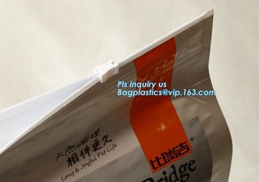 Custom printed side guesset foil slider zipper pet dog food bag, Zipper Packaging Pet Aluminum Foil Plastic Slider Biscu supplier
