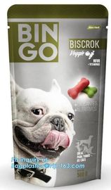 Stand Up Dog Food Feed Packaging Bag With Tear Off Slider Seal, Top Slider k Plastic Dog Treats Plastic Packaging supplier