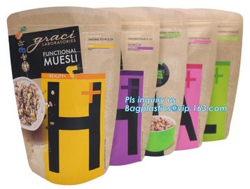 Stand up pouch with zipper and window for dog food packaging, chicken jerkey bag, 10kg Custom Printed slider Flat Bottom supplier