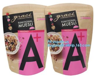 Stand up pouch with zipper and window for dog food packaging, chicken jerkey bag, 10kg Custom Printed slider Flat Bottom supplier