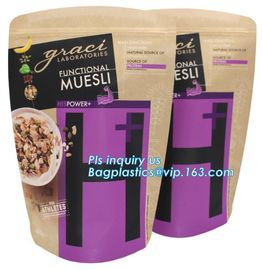 Stand up pouch with zipper and window for dog food packaging, chicken jerkey bag, 10kg Custom Printed slider Flat Bottom supplier