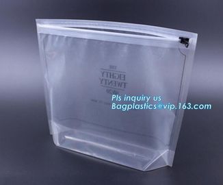 quad seal bottom and bottom load metallized film slider zipper packaging bag, Metal Zipper Printing PVC Slider Bags supplier