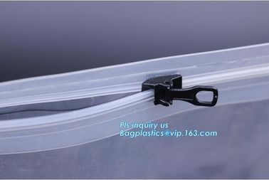 metal packaging slider zipper bag, Slider Zipper PVC Pouch Clear Vinyl PVC k Bag, polyvinyl chloride material plas supplier